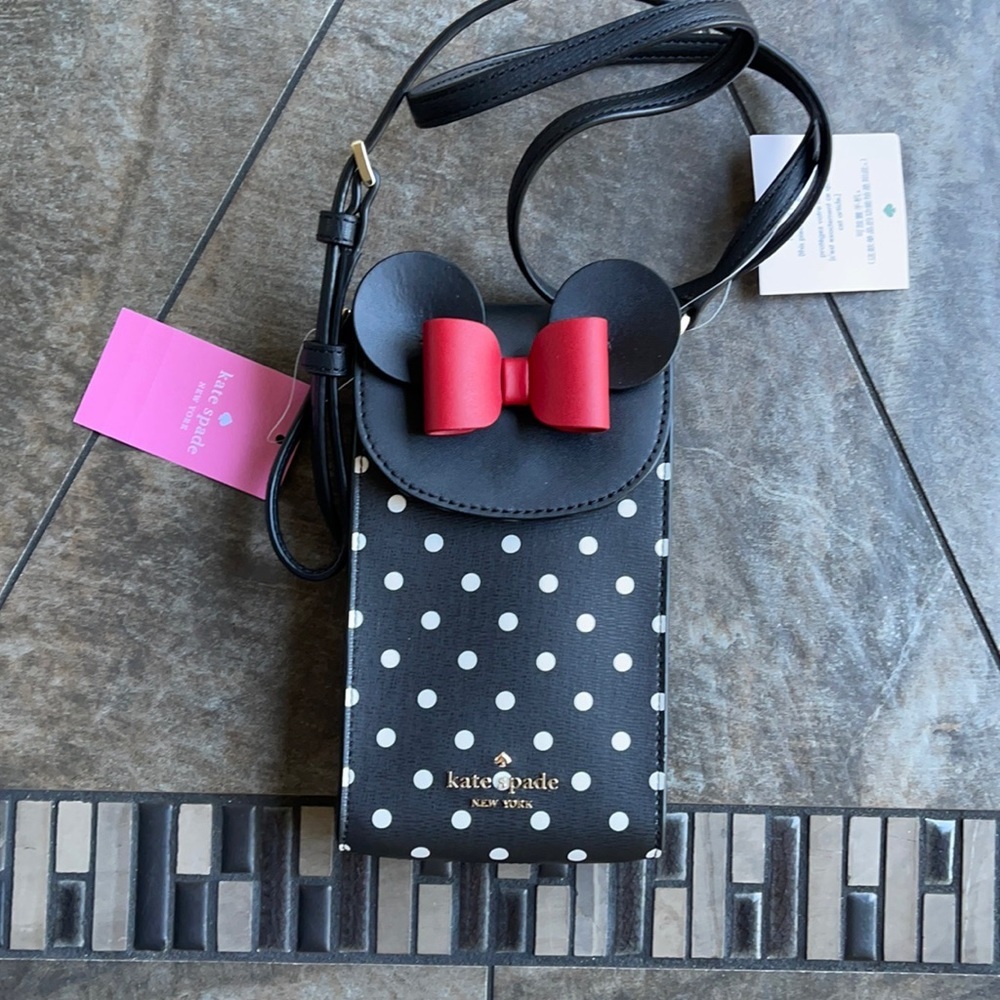 disney x kate spade new york minnie mouse north south flap phone crossbody